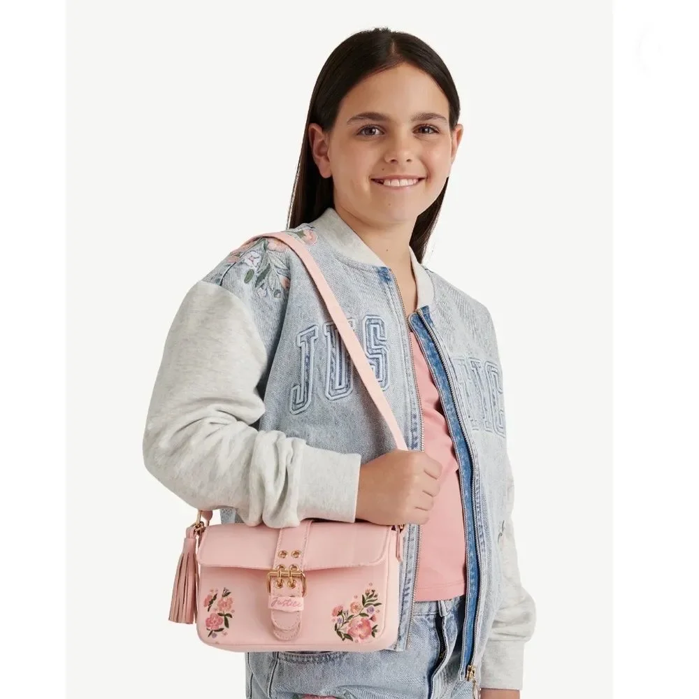 Justice Girl's Floral Flap Shoulder Bag Purse